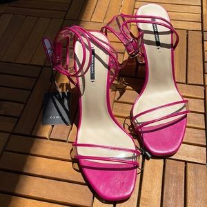 Zara Vinyl Lucite Block Heels